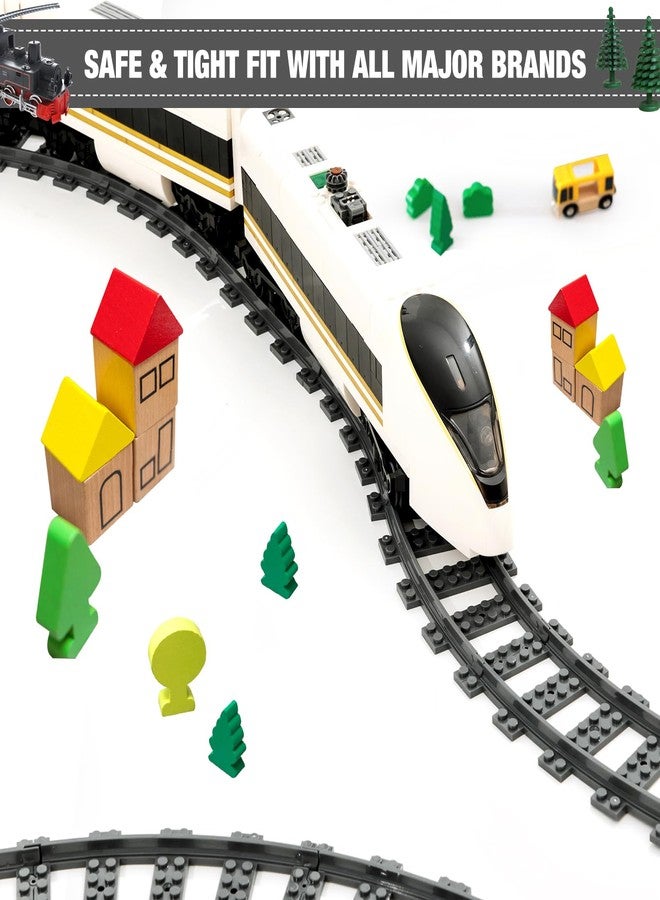 MANNIDOO Classic City Train Tracks, 72 Pieces Railroad Track with 24 Flexible, 24 Curved and 24 Straight Tracks, Train Expansion Accessories Compatible with All Major Brands Train Tracks - Image 4